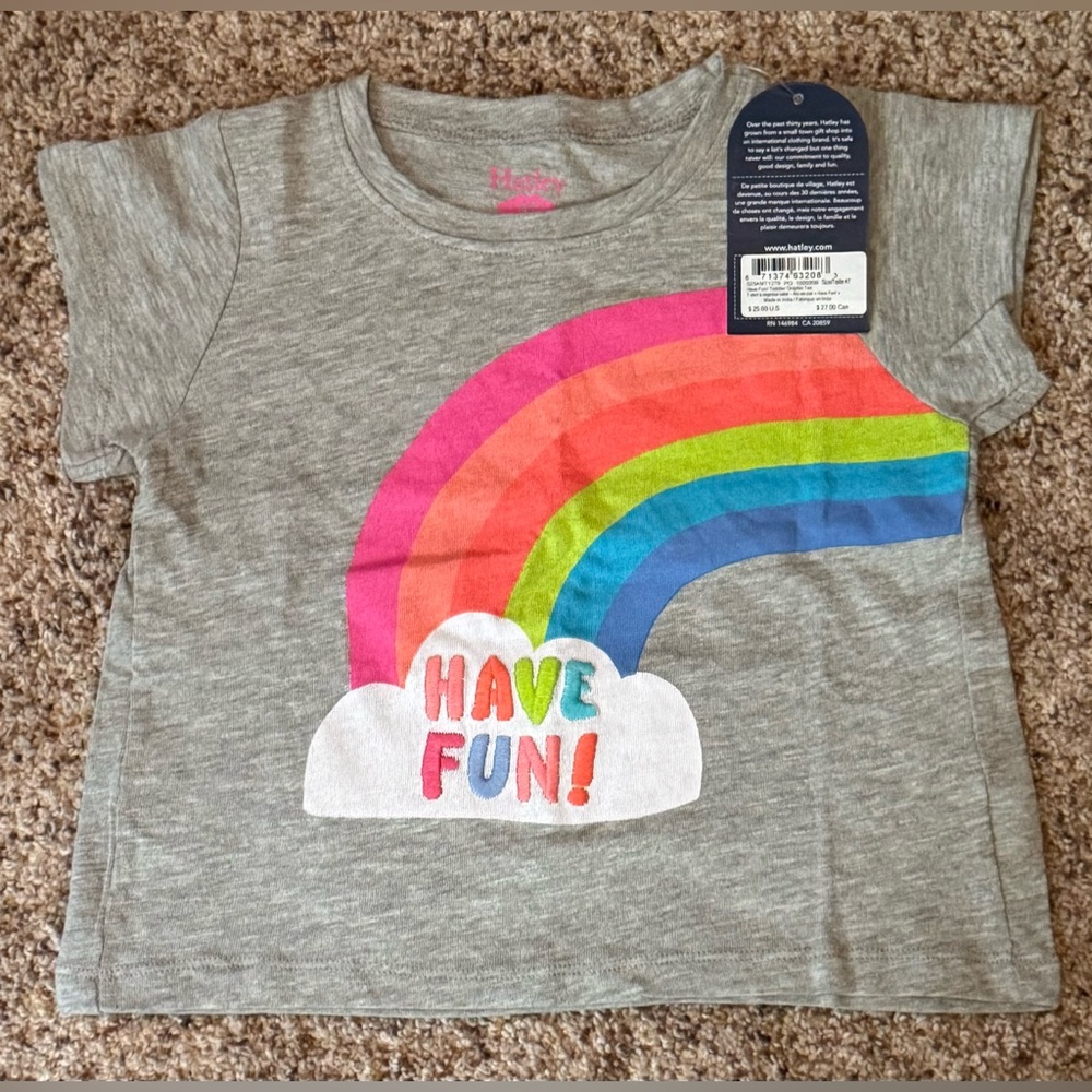 NWT Girls’ Hatley 4T Outfit “Have Fun” Rainbow Tee + Leggings - Picture 3 of 12